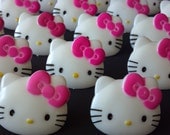 Hello Kitty face cupcake rings picks or cake toppers, perfect for your girly hot pink hello kitty cat birthday party or as treat bag favors