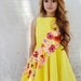 Yellow Dress - Pink Orange Flowers Bow on Back Cutout Inspired by Vintage
