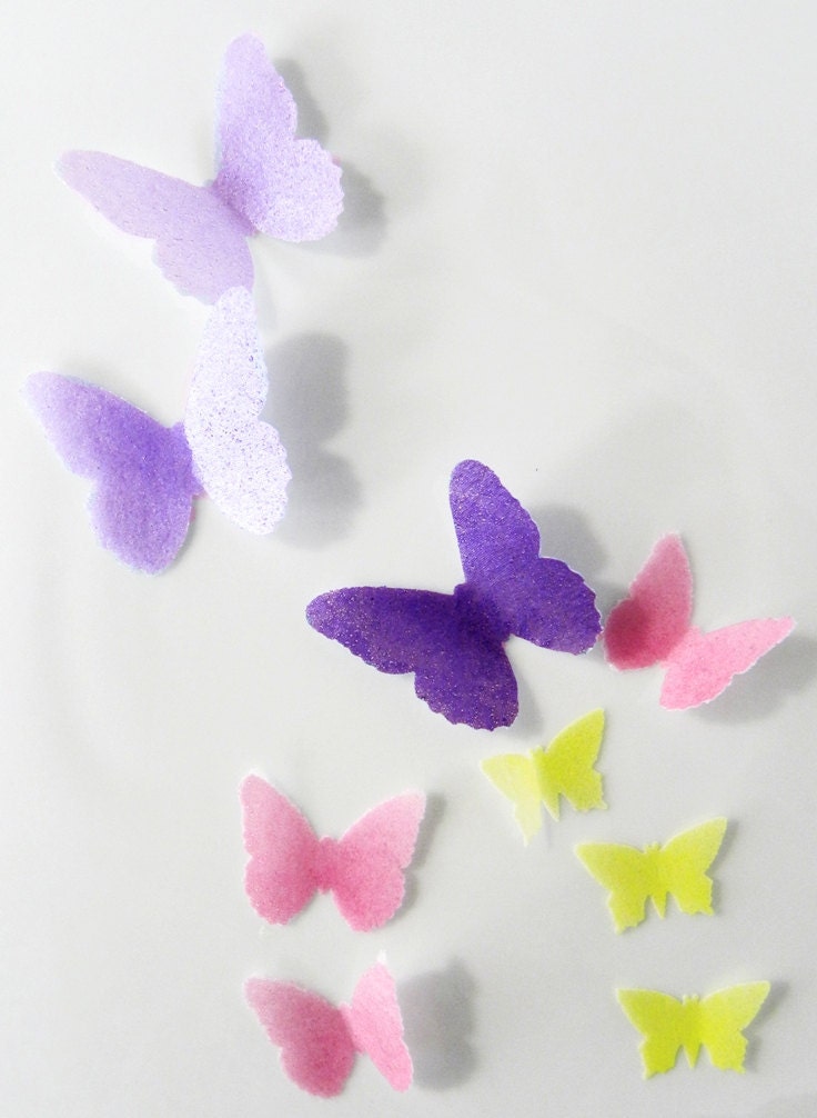 Wafer Butterflies Cupcake and Cake Toppers - 20 Large, 20 medium, and 20 Small for Garden Party, Princess Party, Wedding Cake