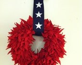 NOW ON SALE  Patriotic/Americana Red, White and Blue Felt Wreath 
Handmade