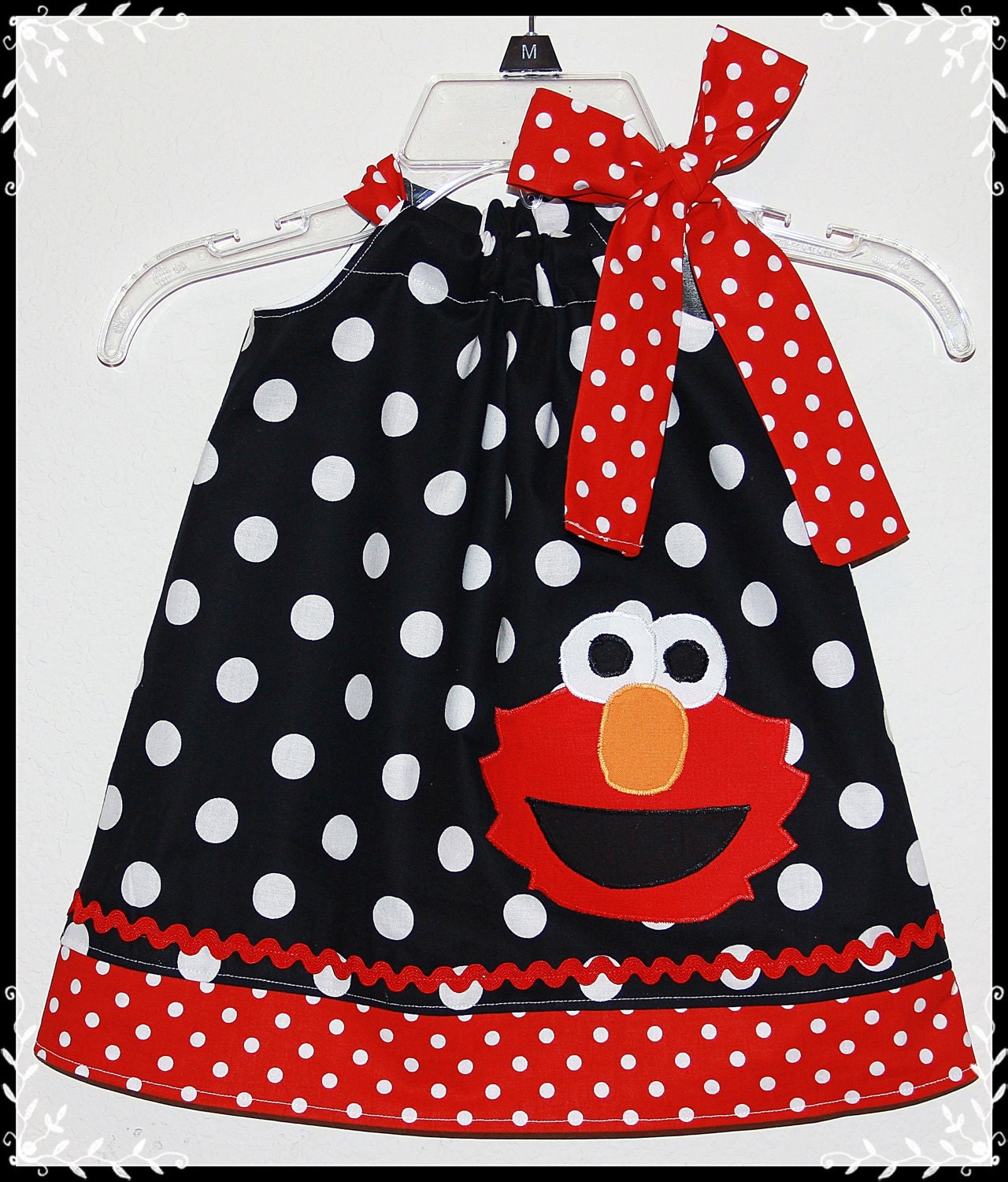 Super Cute Elmo Dress Black and WhitePolka dot