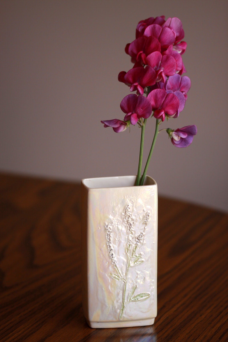 Handmade Vase - Ceramic Floral Botanical Iridescent - 5.5 Inch