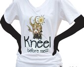 Loki Chibi : Kneel before me T-shirt V neck Short Sleeve