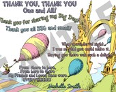 DR. SEUSS Oh the places youll go Girl Boy Thank You Card personalized customized Birthday Invitation and party supplies avaliable