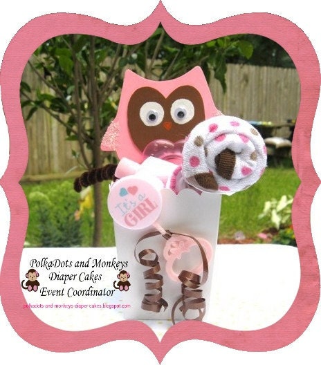 Pink and Brown glittery owl it's a girl baby glittery owl what a hoot baby decoration or gift for mom to be