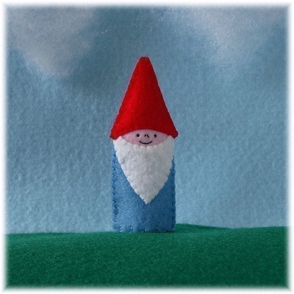 Little Gnome Finger Puppet with Red Hat