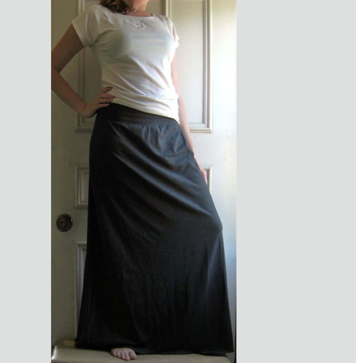 Long Cotton Jersey Maxi Skirt Aline - Made to Order