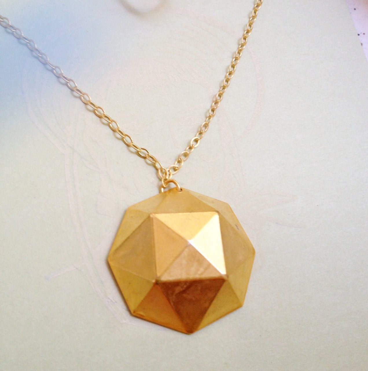 Golden Geodesic Dome Necklace - Charm Gold Geometric Pendant