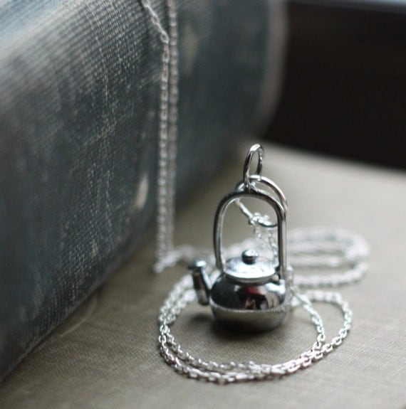 Teapot Necklace Tea Kettle European Silver