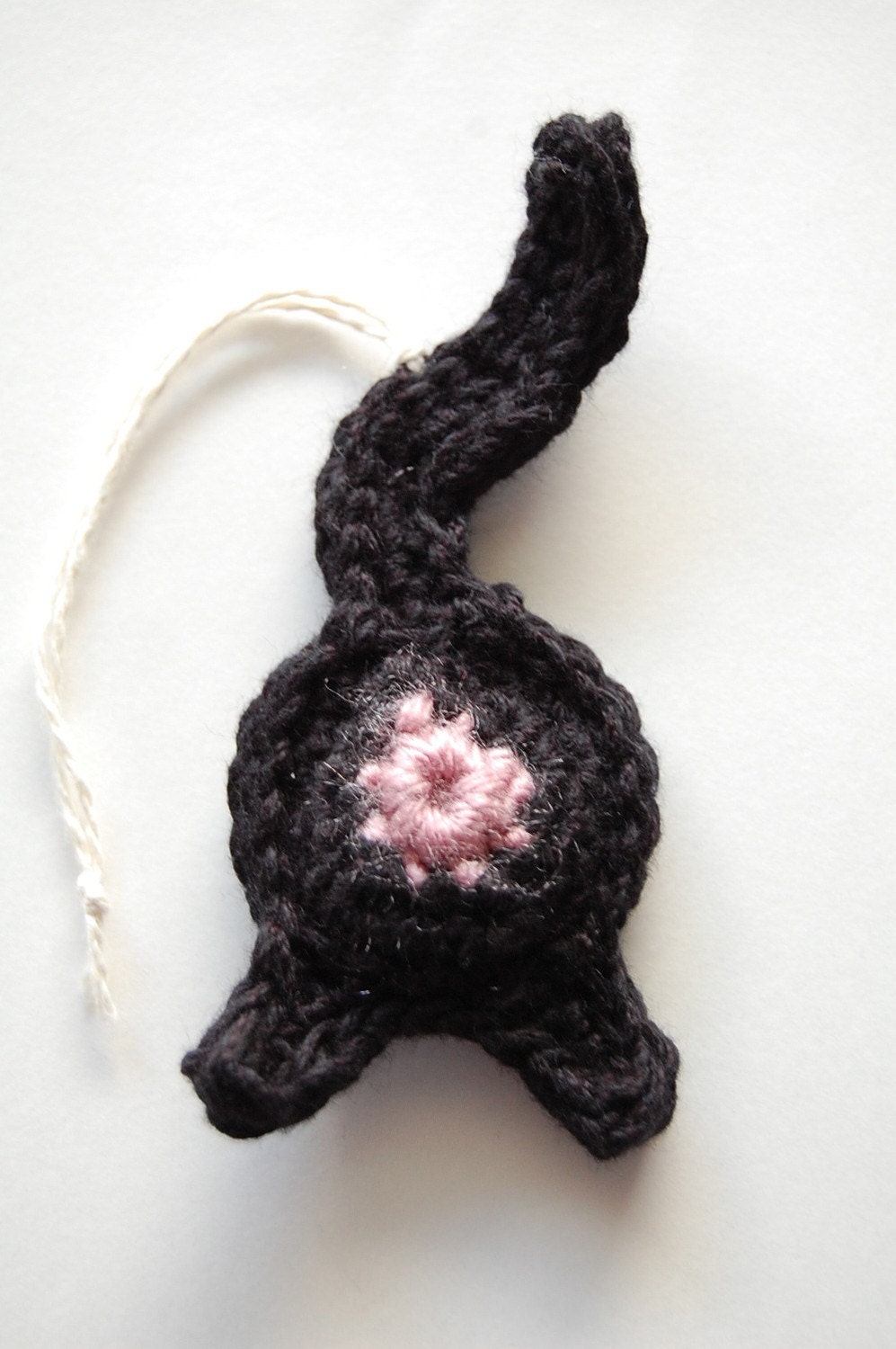 Black Cat Butt Crocheted Ornament or Keychain