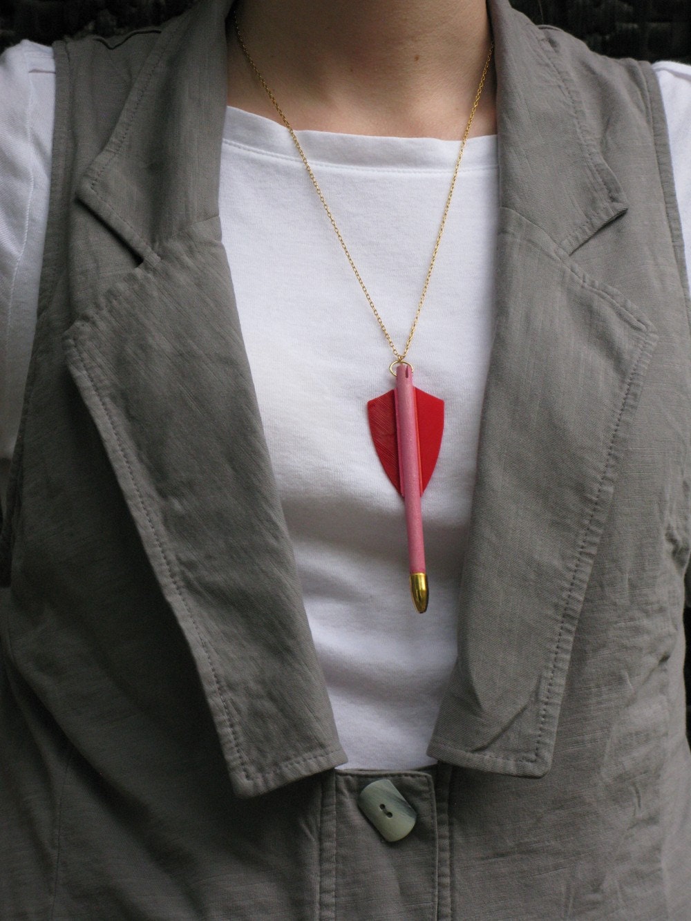 Pink Arrow with Red Feathers