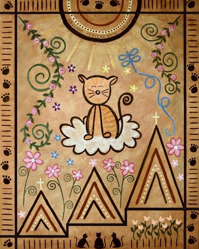 Childrens Decor Kids Wall Art - Kitty Cat Tribute to Heaven - Girls Room Kids Art Prints by TwoLittleWitches