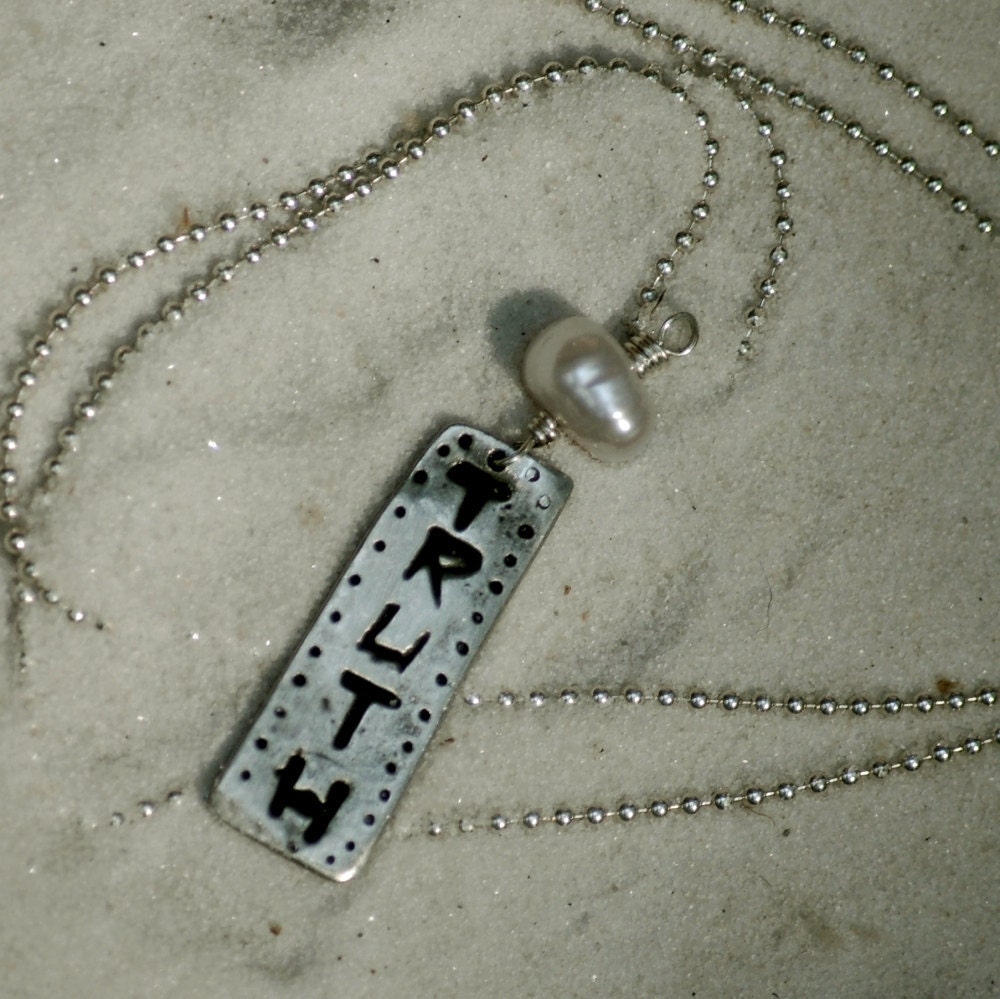 TRUTH pendant necklace handmade charm pearl sterling silver chain