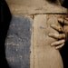 A Womans Body Split - FREE SHIPPING - Print Cracked Painted Cream Blue Old Hand Skin Double Exposure Surreal Creepy Art Wood Skin