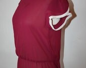 Sheer 80s Vintage Dark Berry Red Dau Dress ON SALE