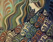 Dalia - Art Nouveau Goddess of Fate - 5x7 Greeting Card