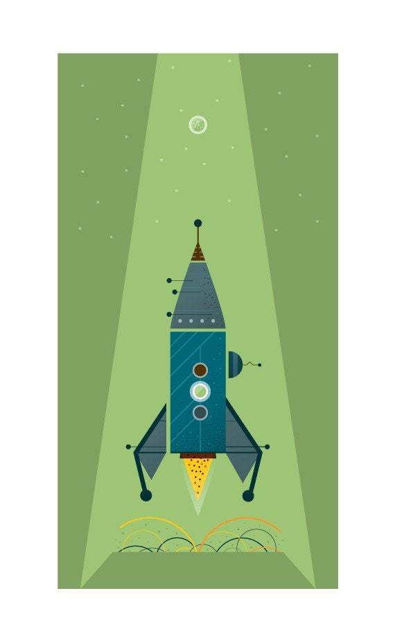 Print-Push-Button Rocket (Green)