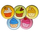 Rainbow Cupcakes Pin Set of 5 One Inch Pinback Buttons
