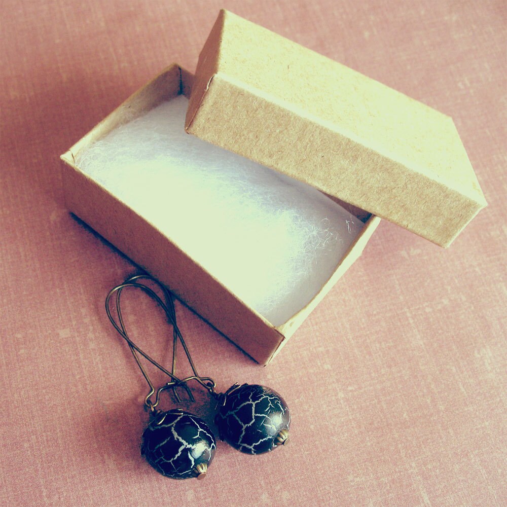 Black Wood Beaded Long Dangle Earrings - Charlotte Sometimes