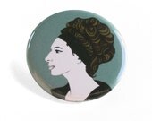 Babs, pinback button of original illustration by Anna Tillett Designs