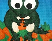 Vegesaurus Loves Carrots ACEO