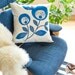 Hand Printed Cotton Canvas Pillows, Lollipop Flowers, Cobalt and Navy