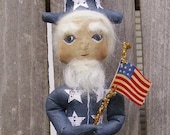 Uncle Sam Doll  Primitive Americana Folk Art