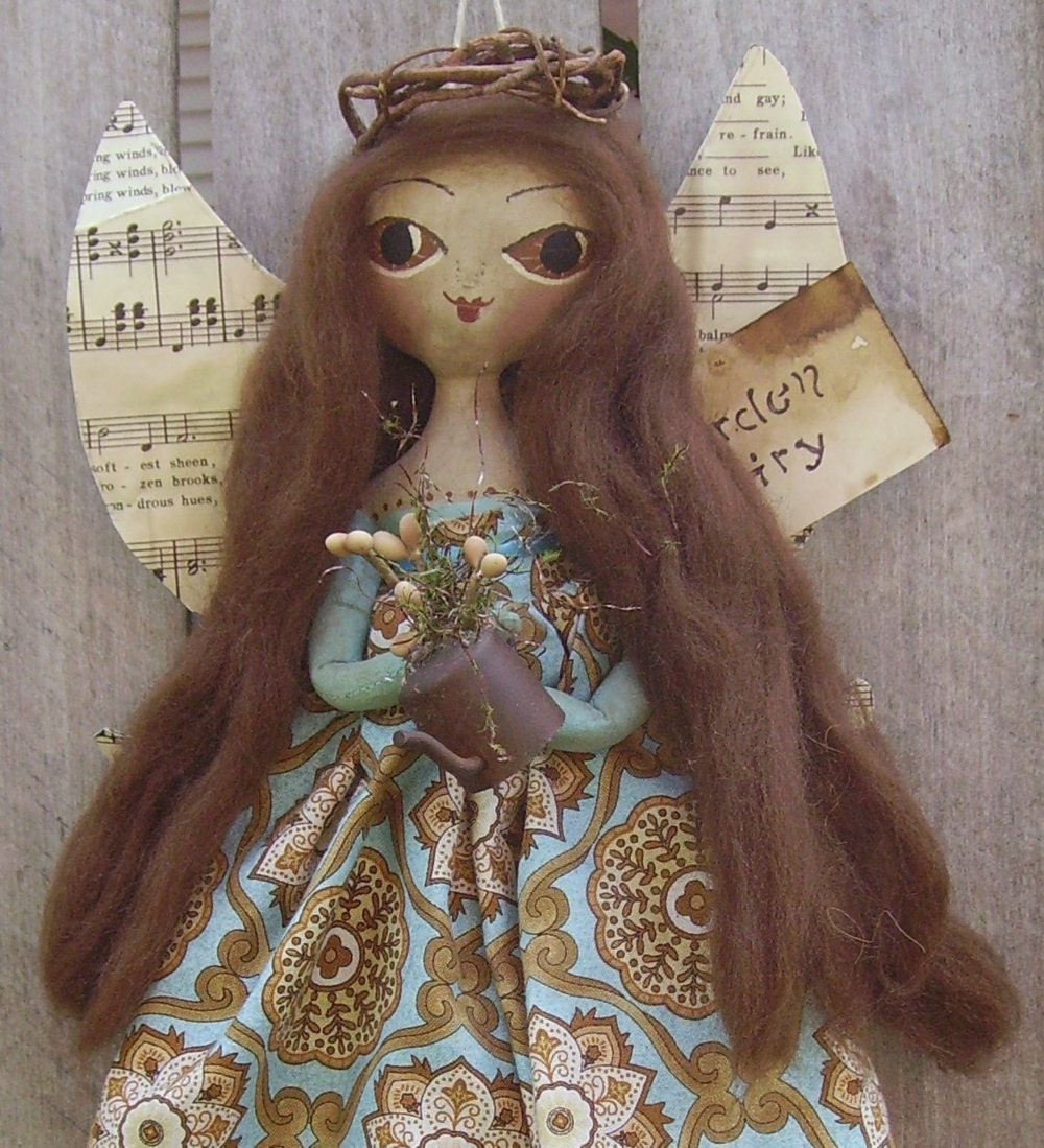Art Doll Garden Fairy Primitive Folk Spring