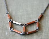 geometric chevron necklace (vintage copper. gunmetal helix chain)