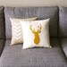 Mustard & Natural Decorative Deer Pillow  - 14X14 - yellow and beige