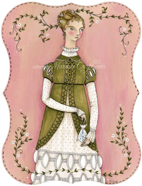 Regency lady pink art print, "1819 Spring"