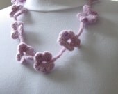 Pink Felted Petal Necklace and Earrings