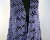 Crochet Lace Shawl Wrap Prayer Meditation, Blue Violet, Lavender, Mothers Day Spring Summer Fashion, Bamboo, Ready to Ship FREE SHIPPING - PeacefulPath