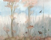 Original  Watercolor Painting - Landscape - Oaks by the Beaver Dam