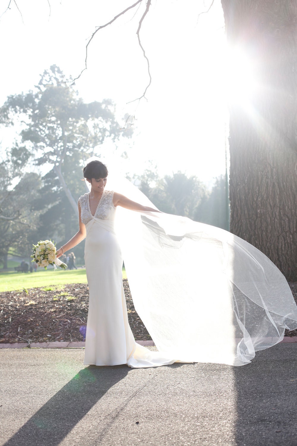 Silk Pencil Edge Trim 108 Inch Long Cathedral Length Veil