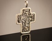 Floral Silver Cross Art Nouveau inspired