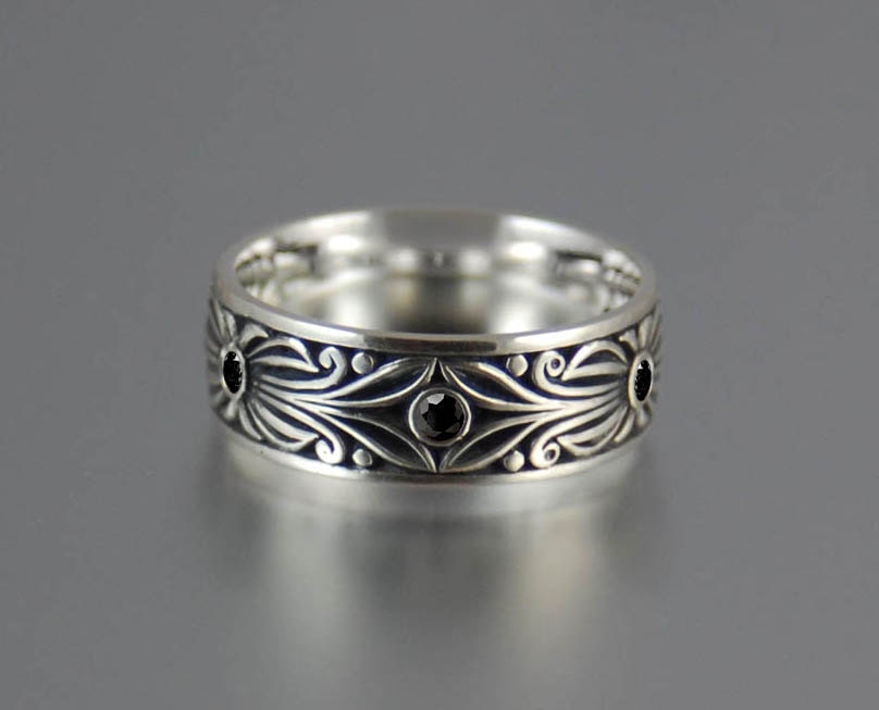 BLACK COUNT sterling silver wedding band