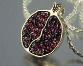 JUICY POMEGRANATE bronze and silver garnet pendant