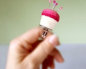 RESERVED for Jala  Pincushion Ring - Vanilla and Strawberry