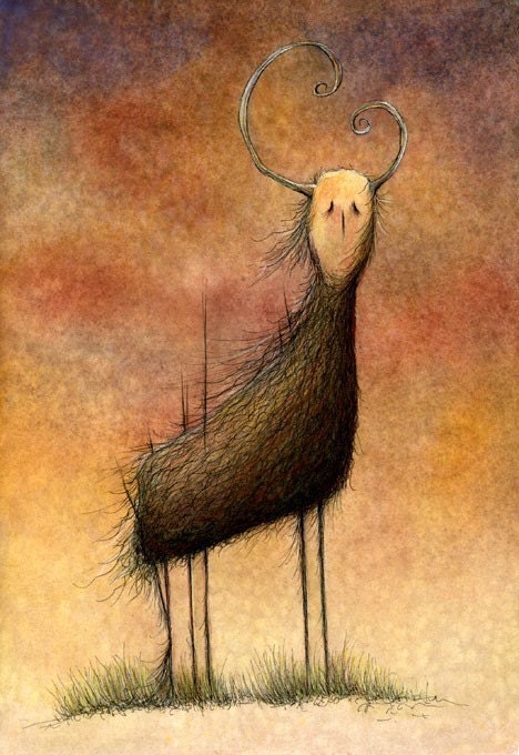 Alfred Faced An Increasingly Complex World-5x7 fine art giclee print reproduction of an original watercolor and ink painting