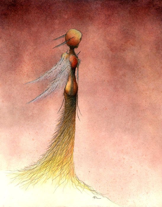Of Beauty From Light Retired-fine art giclee print reproduction of an original watercolor and ink illustration