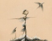 Lovely Intangibles-fine art giclee print reproduction of an original graphite, charcoal and ink illustration