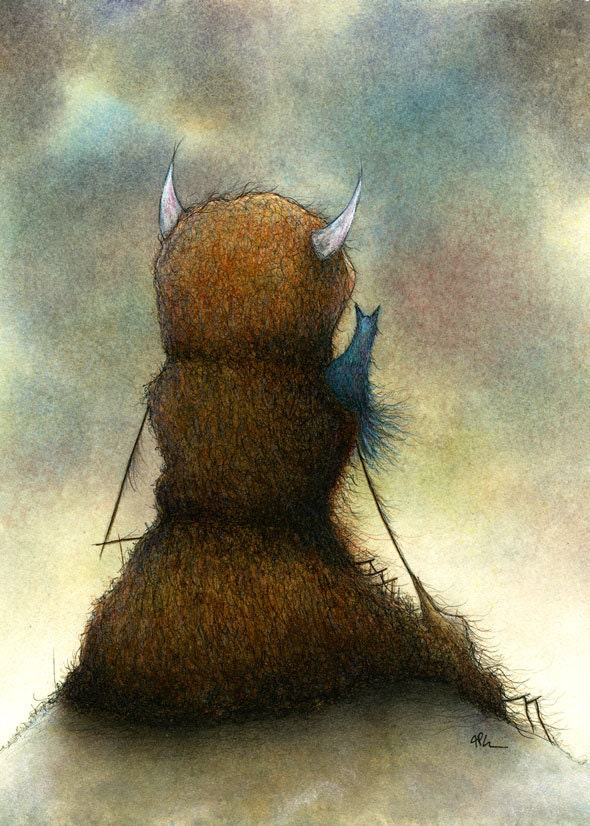 The Loved Ones Left Behind- fine art giclee print reproduction of an original watercolor and ink illustration