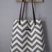 C H E V R O N tote bag / shoulder tote bag / gray and natural color