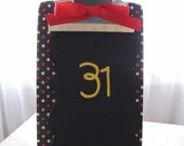 Vacation Countdown Clipboard - Days til Disney - Red Yellow White Tiny Dots