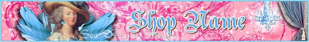 Winged Marie Antoinette and Chandelier Etsy Shop Banner and Avatar by Sea Dream Studio OOAK