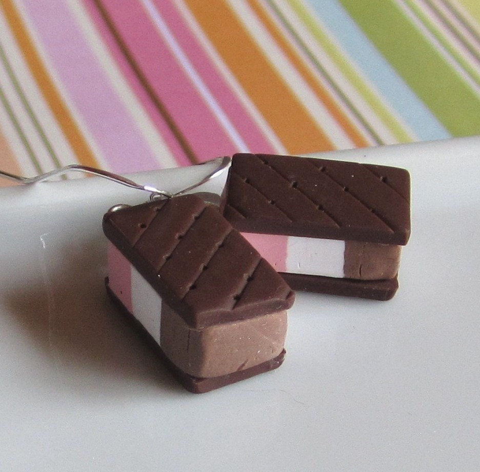 Neapolitan Ice Cream Sandwich Earrings