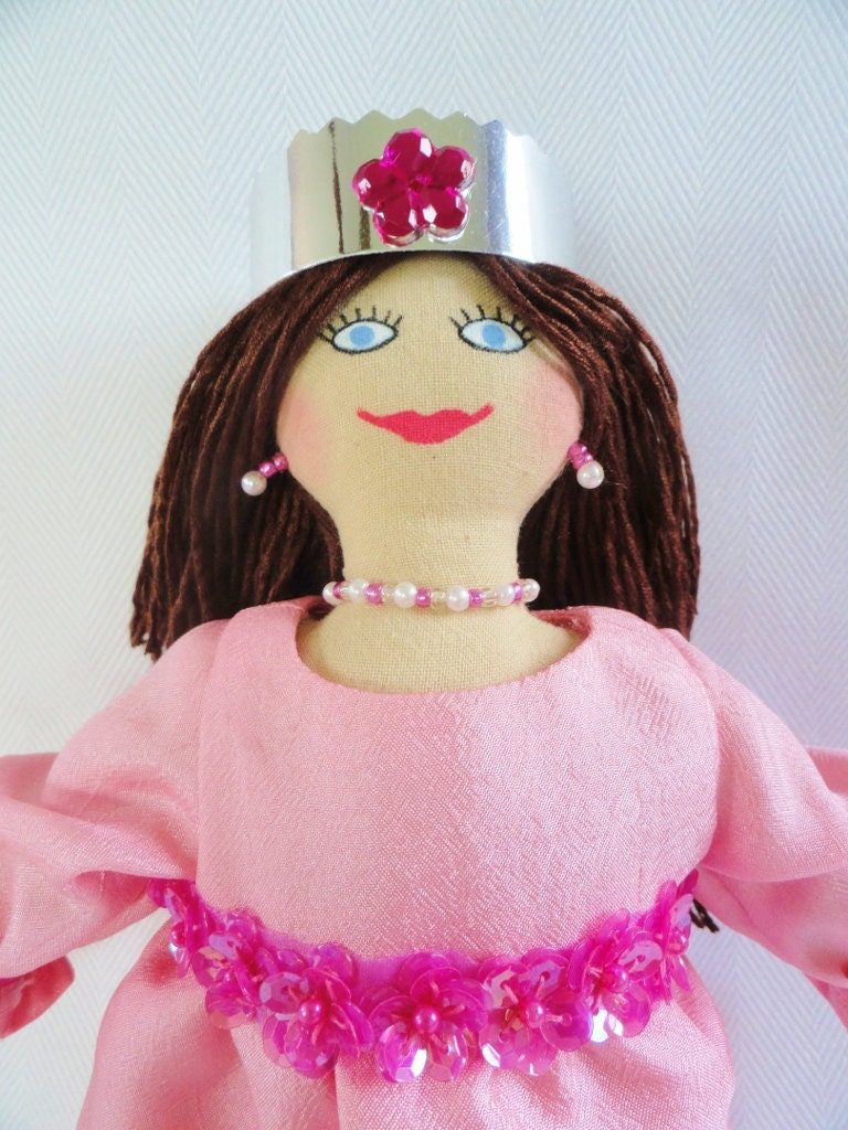 Princess Doll in Pink - OOAK Cloth Doll by Joelle's Dolls