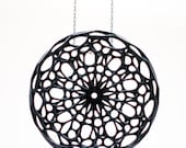 Cellular Pendant - black nylon and sterling silver necklace