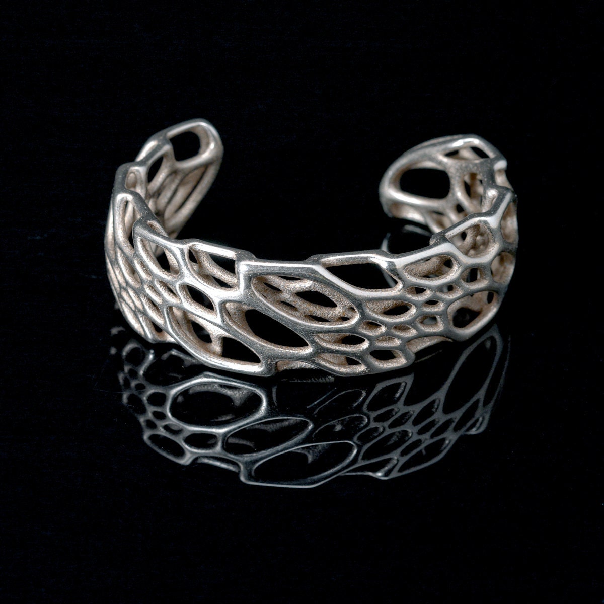 Bone Cuff - 3d-printed stainless steel bracelet